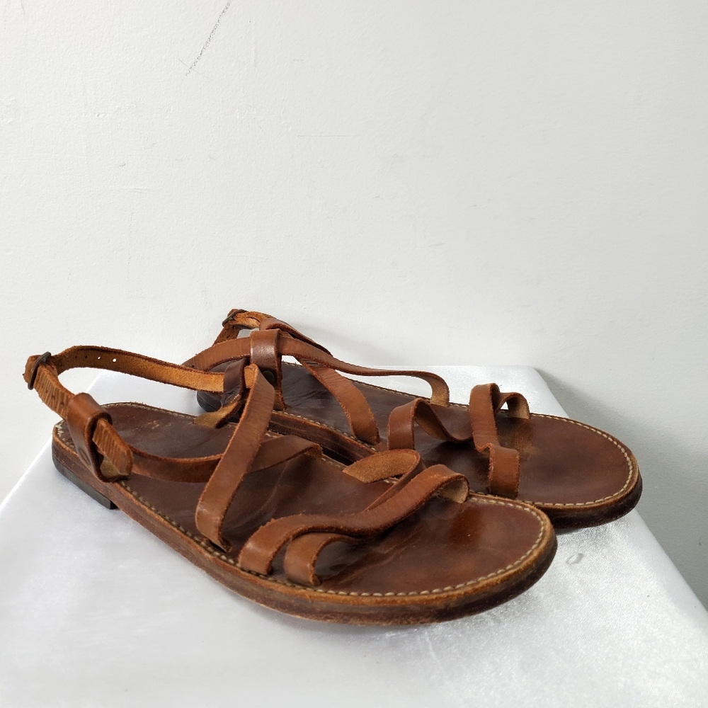 Vintage Handmade South American Leather Sandals Tan Unisex M 10US W12US